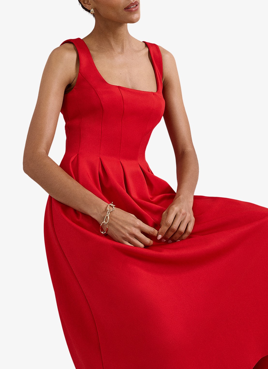 Phase Eight Katie midi jurk met plooien - detail 4 rood