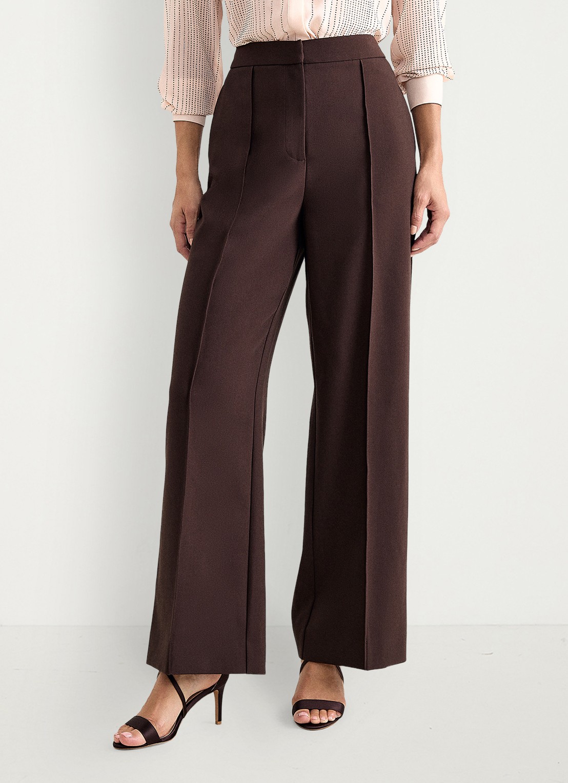 Phase Eight Keely high waist wide leg pantalon - detail 4 donkerbruin