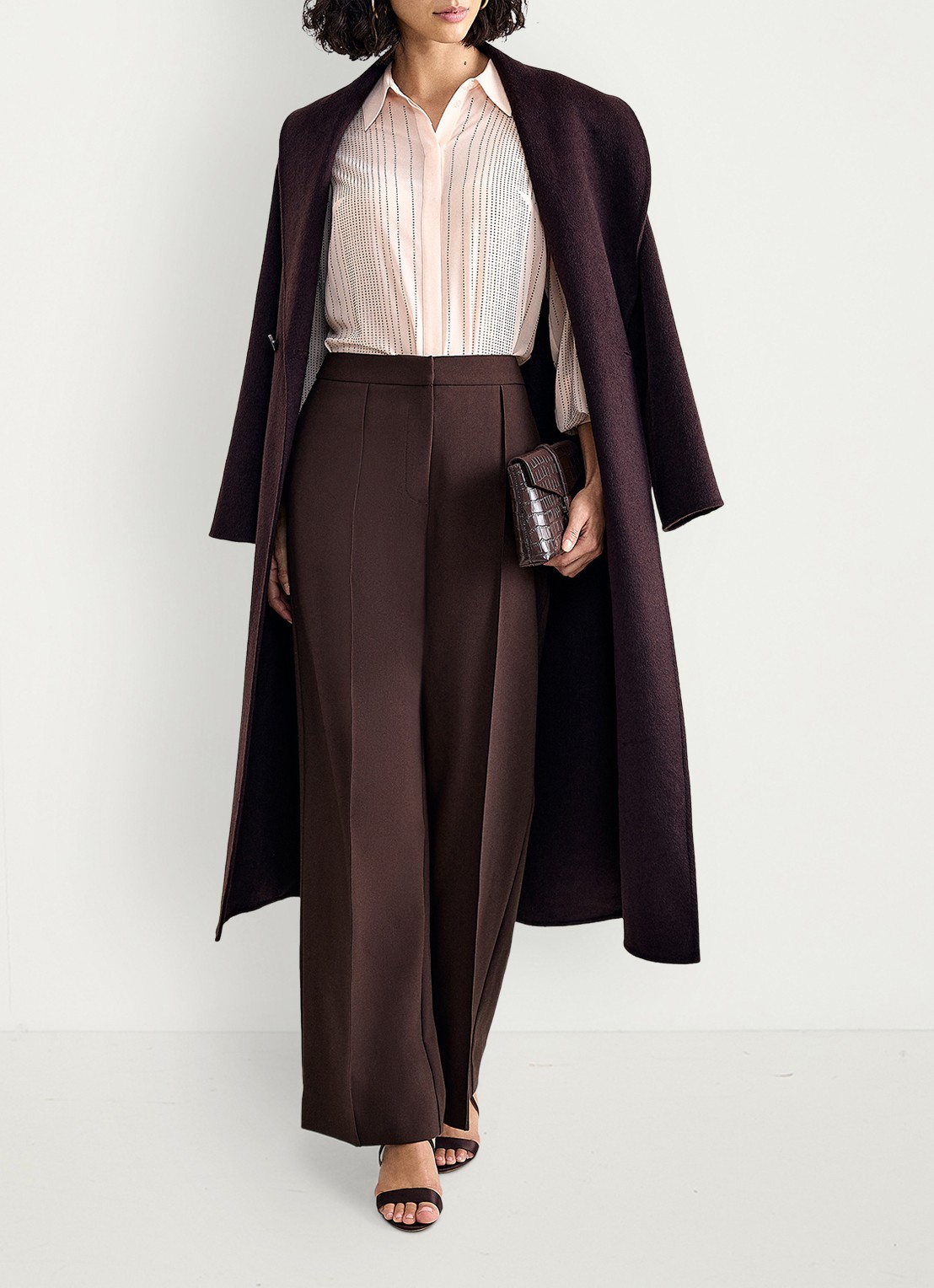 Phase Eight Keely high waist wide leg pantalon - detail 8 donkerbruin