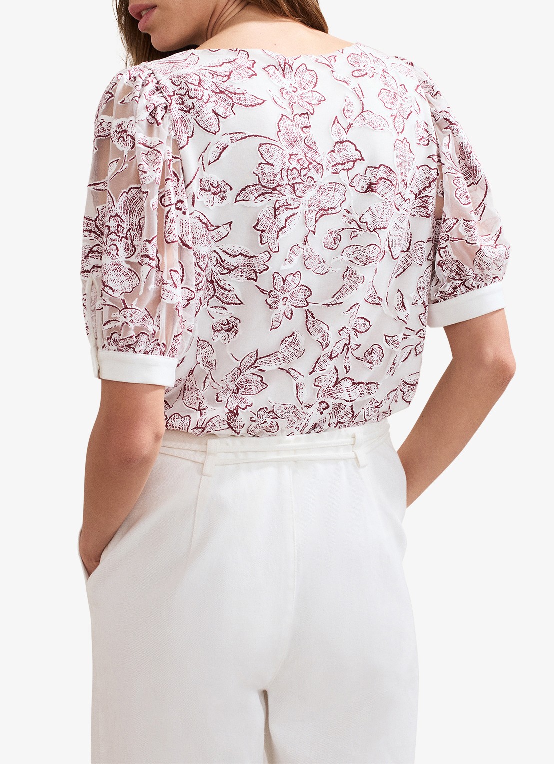 Phase Eight Kelly top met bloemenprint - achterkant 3 wit