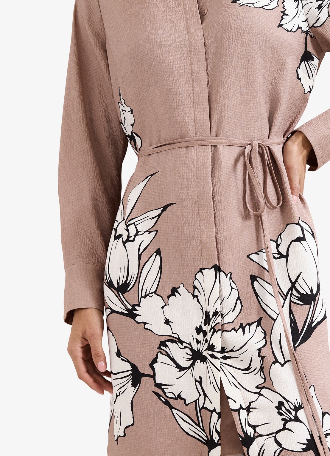 Phase Eight Kendra mini jurk met bloemenprint - detail 6 donkerbeige