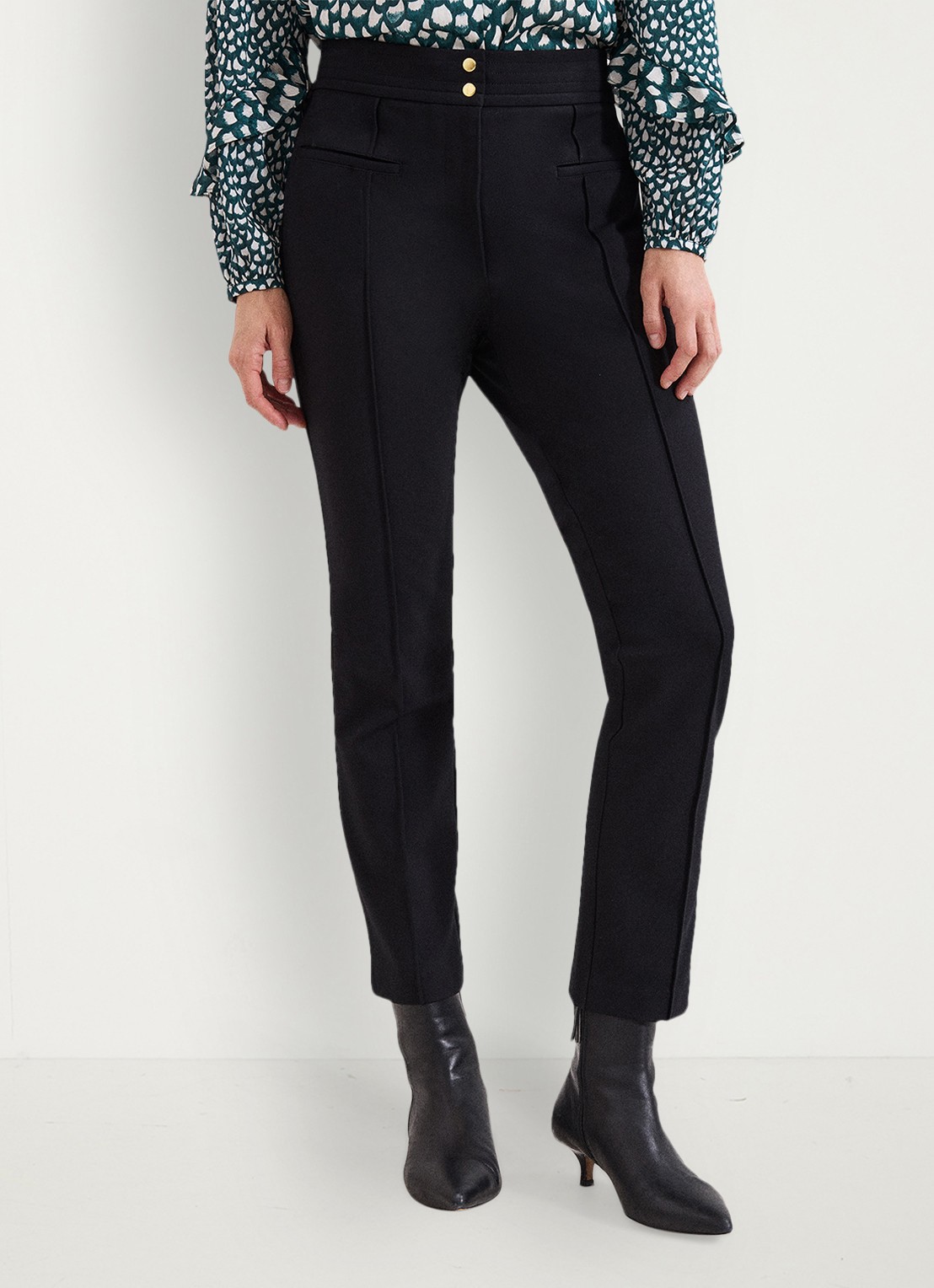Phase Eight  Keri high waist tapered fit pantalon met paspelzakken - detail 4 zwart