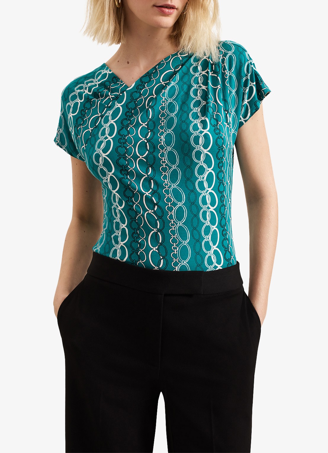 Phase Eight Kiara top met print - detail 3 zeegroen