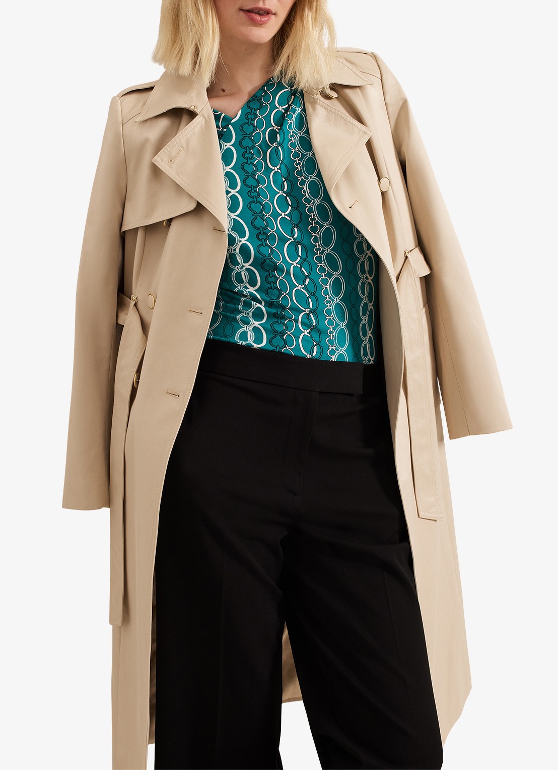 Phase Eight Kiara top met print - detail 5 zeegroen