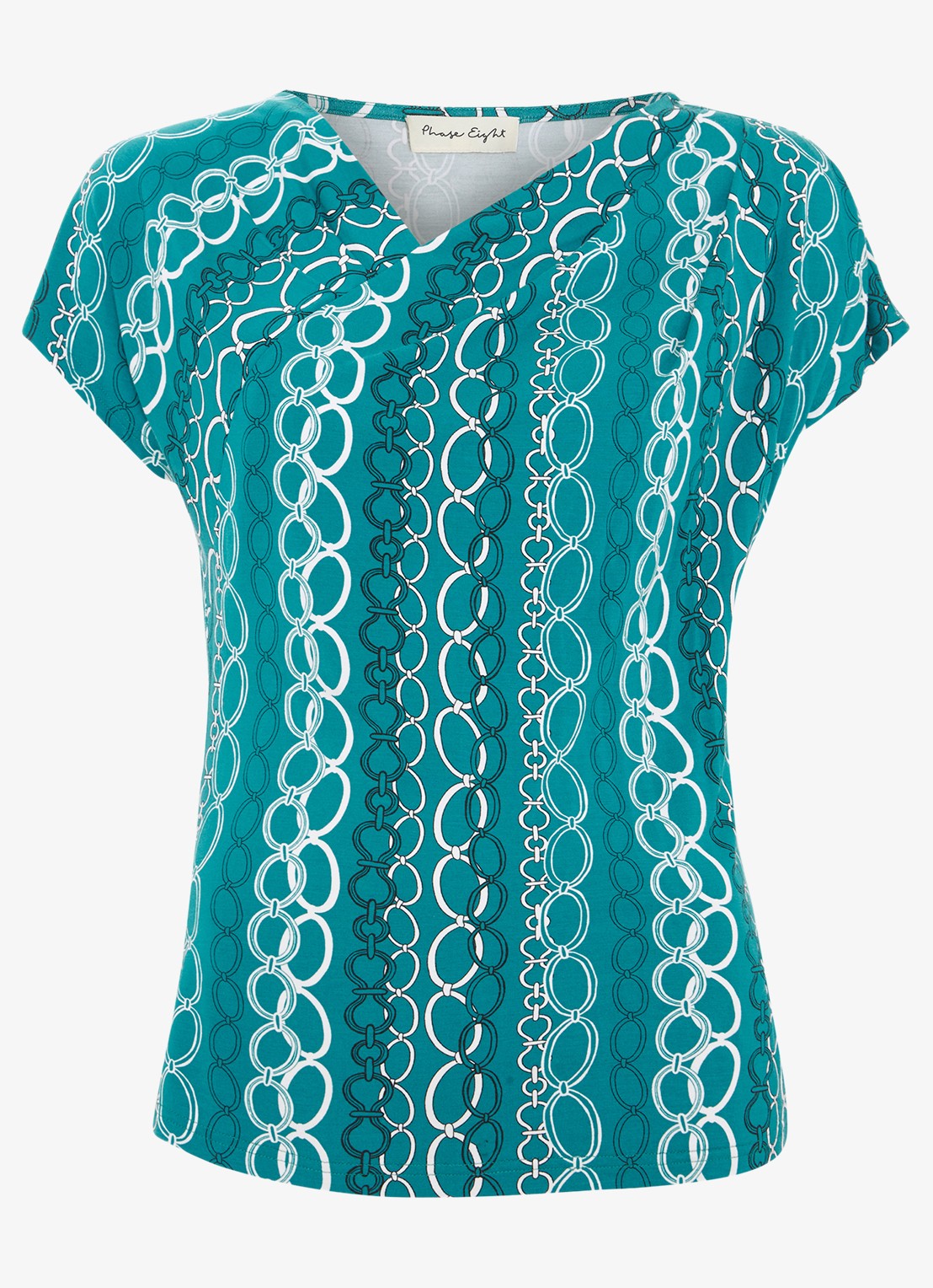 Phase Eight Kiara top met print - voorkant zeegroen
