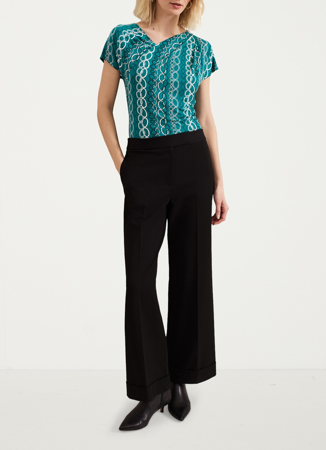 Phase Eight Kiara top met print - voorkant 2 zeegroen