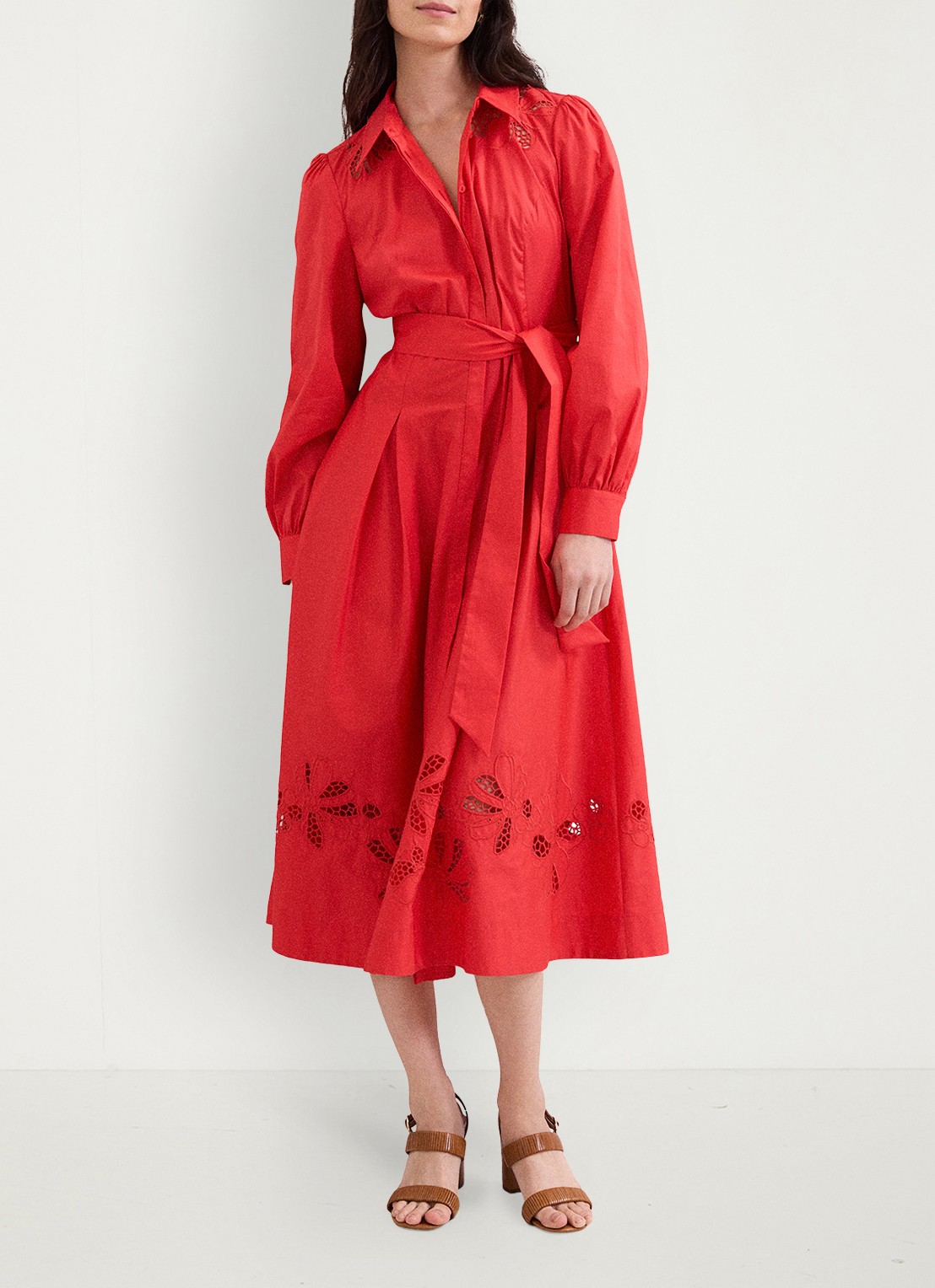 Phase Eight Kim midi jurk met geborduurd detail - voorkant 3 rood