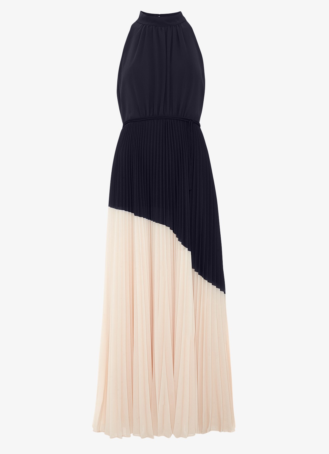 Phase Eight Kimira midi jurk met plooien - voorkant 7 donkerblauw