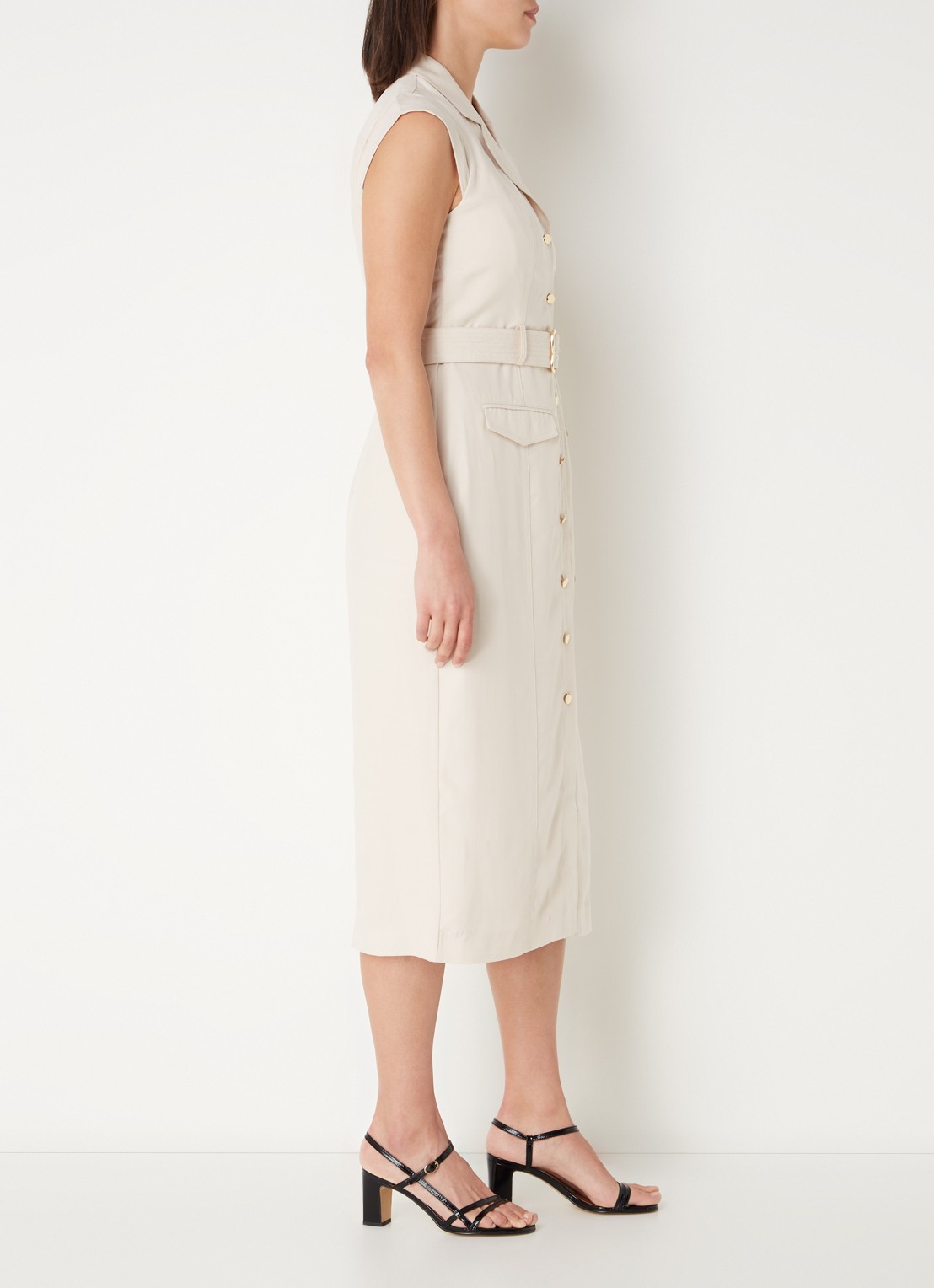 Phase Eight Kristal midi blazerjurk  met ceintuur - voorkant 3 creme