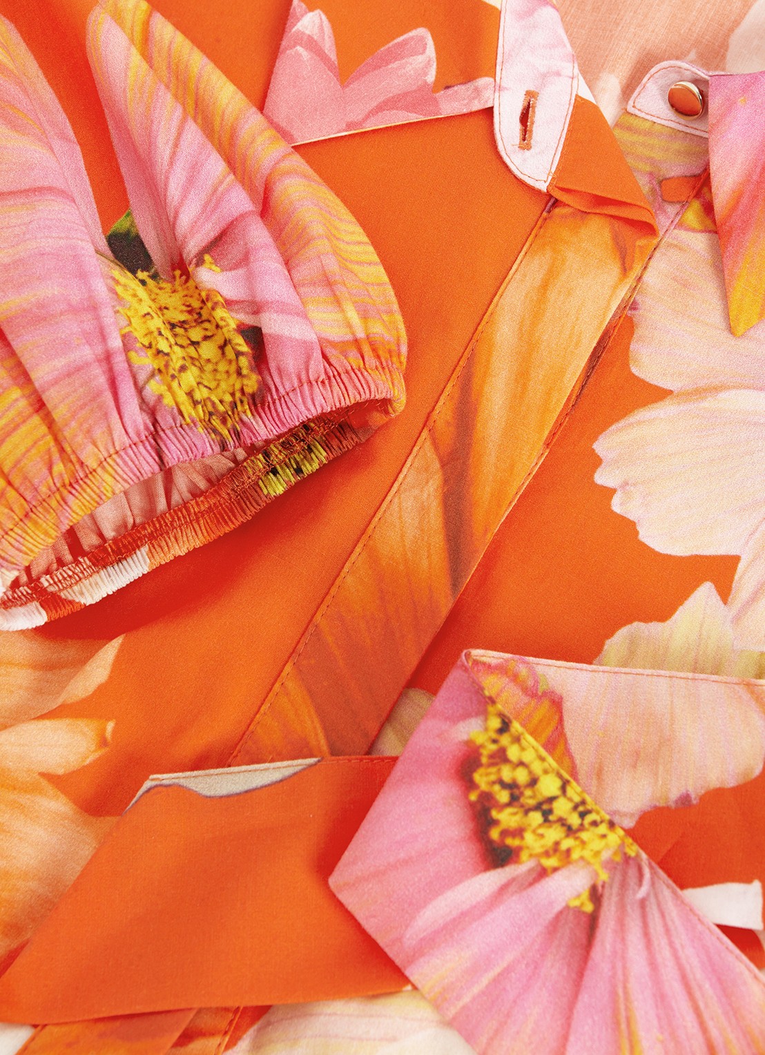 Phase Eight Kristina midi blousejurk met bloemenprint - detail 7 oranje