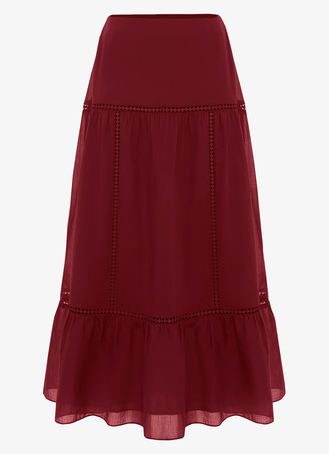 Phase Eight Kyla maxi rok met opengewerkt dessin - voorkant 2 bordeauxrood