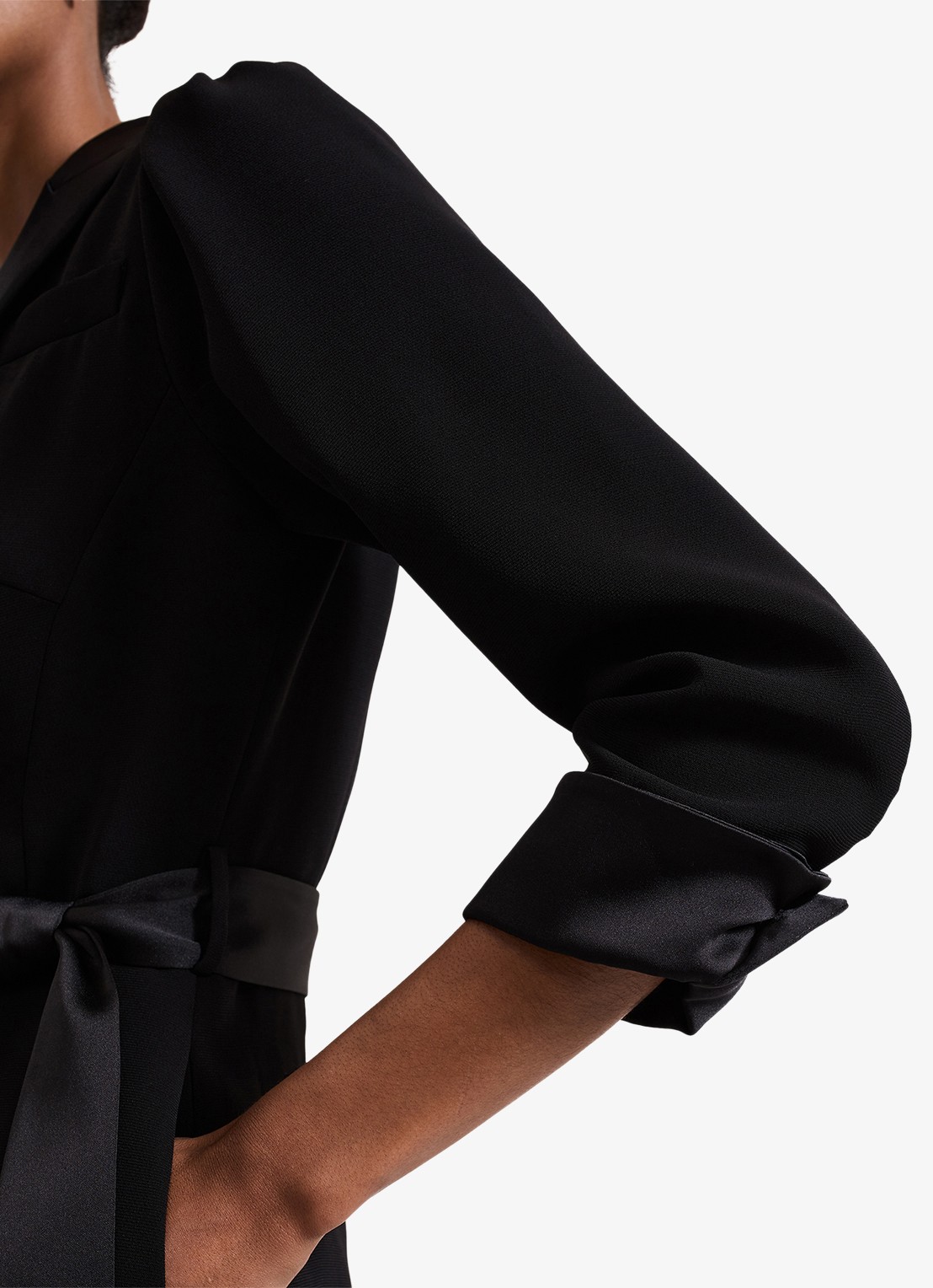 Phase Eight Kylie Tux wide fit jumpsuit met steekzakken en strikceintuur - detail 10 zwart