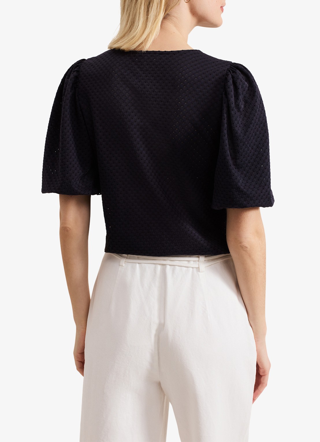 Phase Eight Lani fijngebreide top met structuur - achterkant 8 donkerblauw