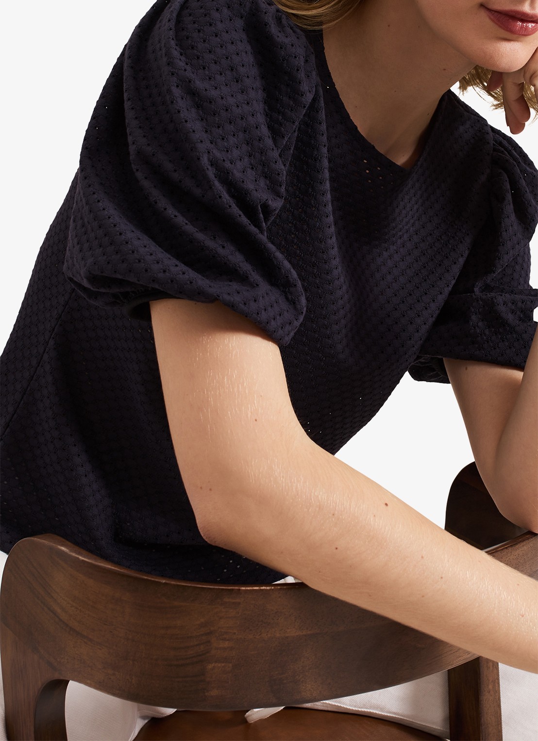 Phase Eight Lani fijngebreide top met structuur - detail 6 donkerblauw