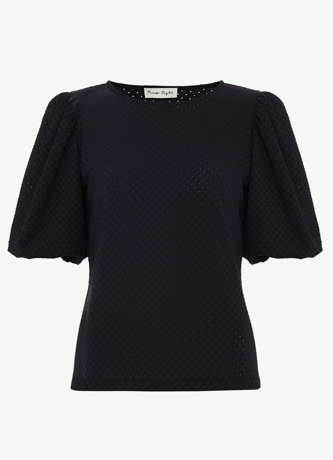 Phase Eight Lani fijngebreide top met structuur - voorkant donkerblauw