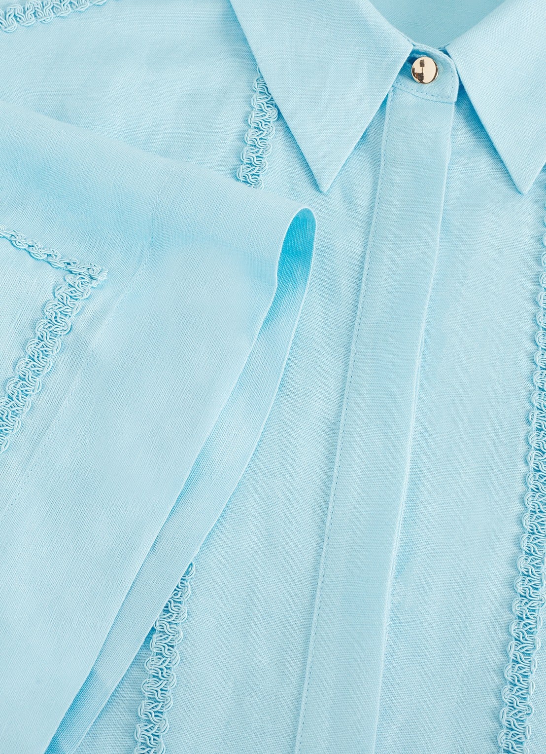 Phase Eight Lara mini blousejurk in linnenblend - detail 3 blauw