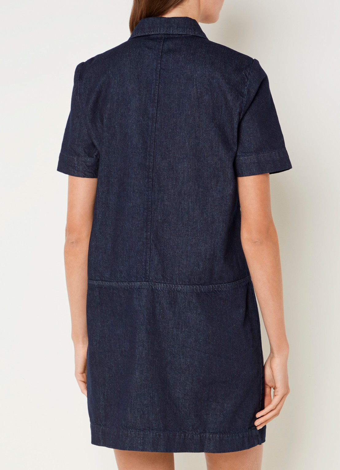 Phase Eight Larisa mini denim blousejurk met kraag - achterkant indigo
