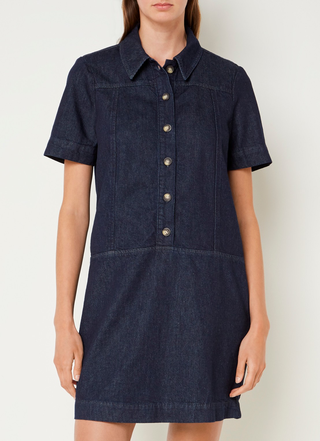 Phase Eight Larisa mini denim blousejurk met kraag - detail 4 indigo