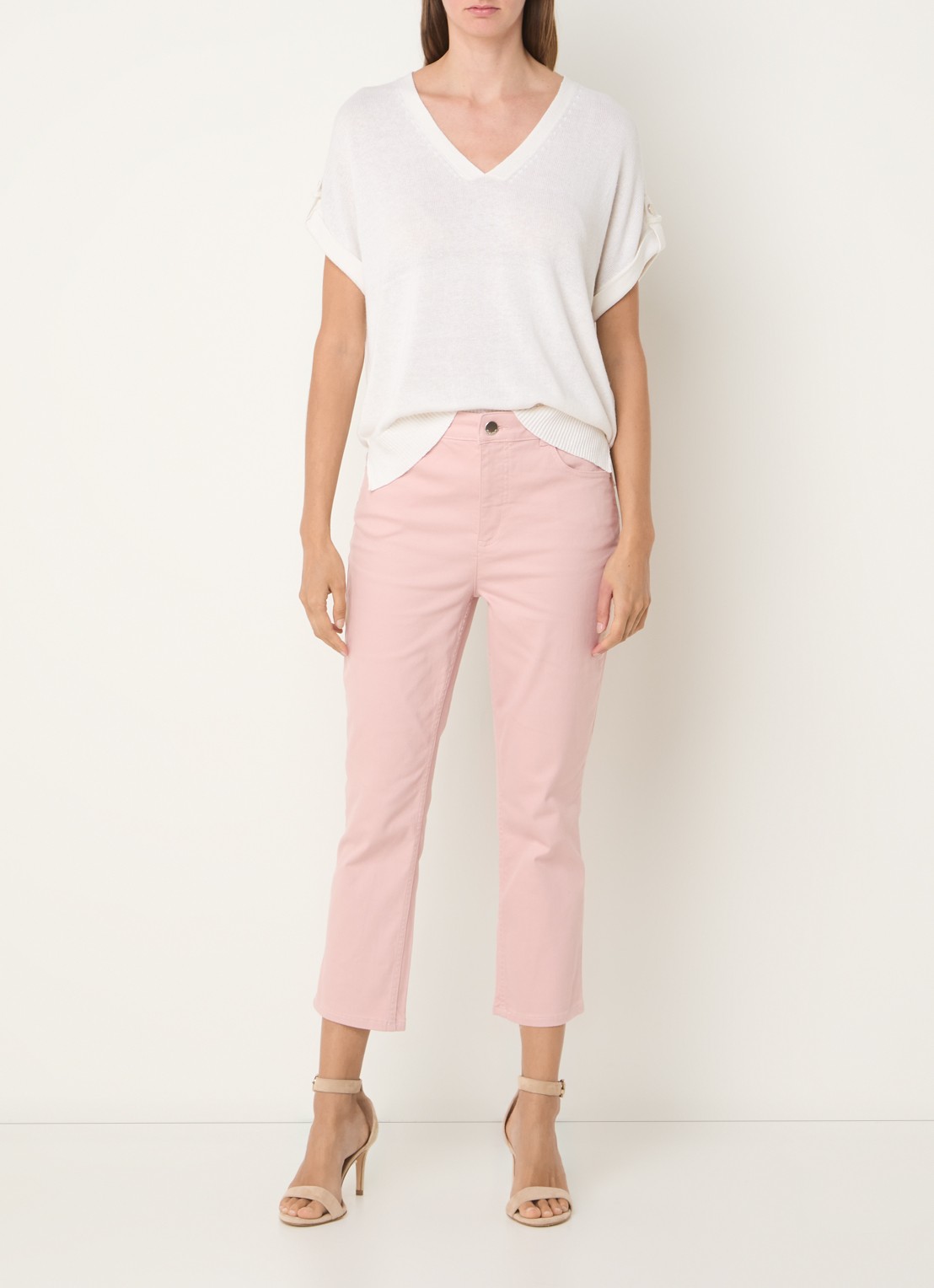 Phase Eight Laura fijngebreide top in linnenblend - voorkant 4 wit