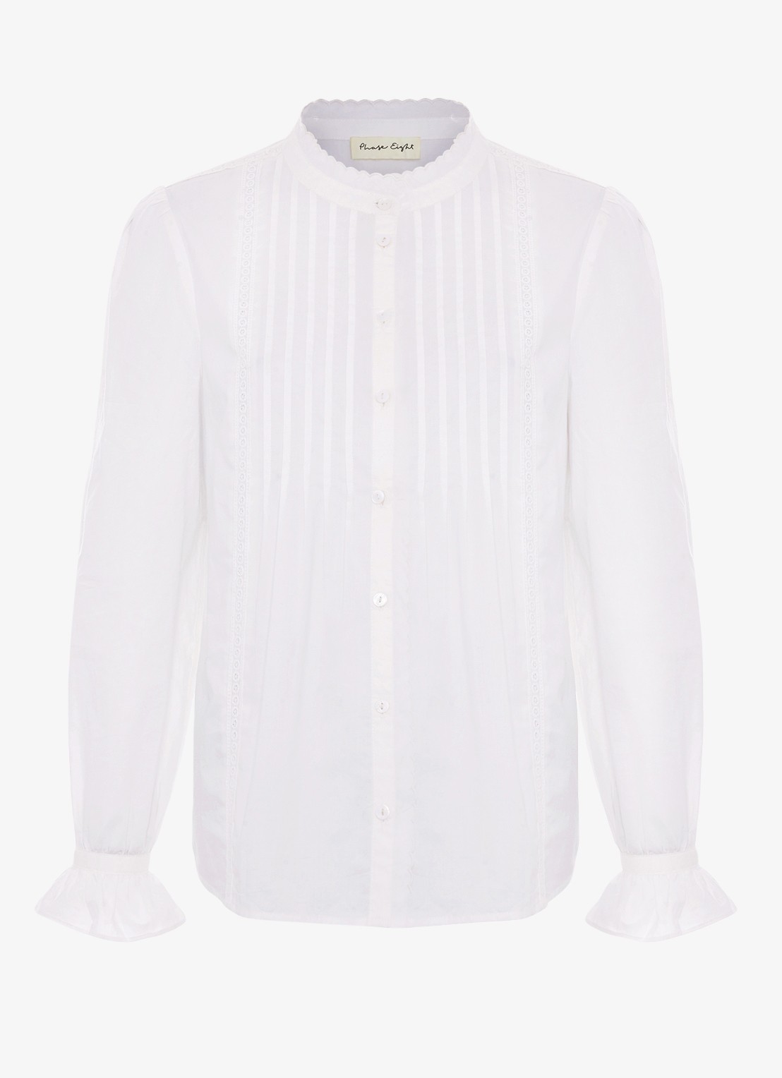 Phase Eight Laurie blouse met opstaande kraag - voorkant gebroken wit