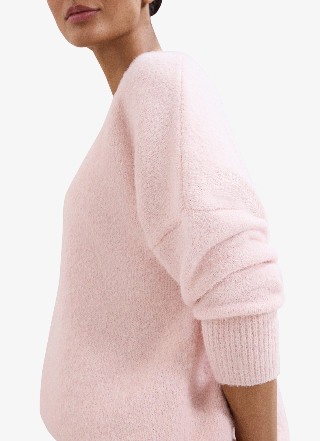 Phase Eight Leah fijngebreide trui in wolblend - detail 5 roze