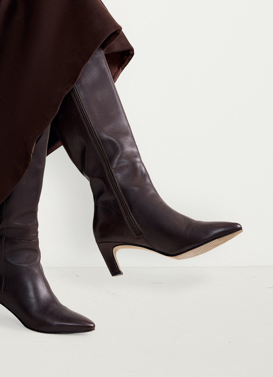 Phase Eight Leather Knee Boots - detail 5 bruin