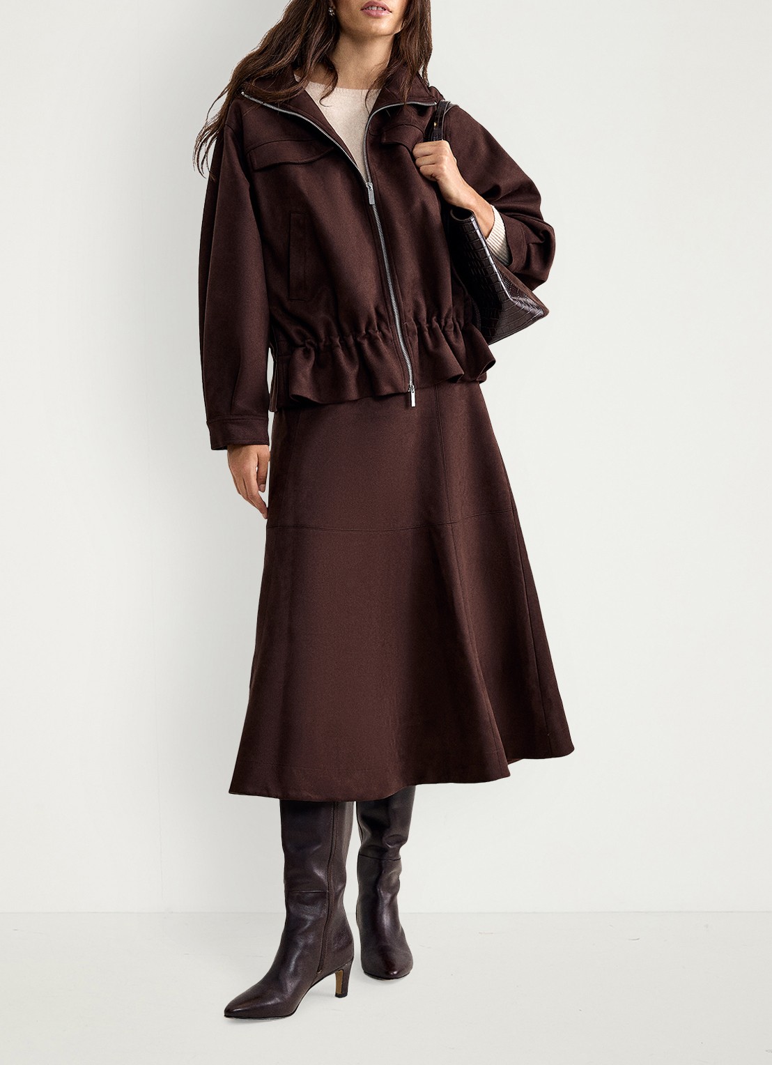 Phase Eight Leather Knee Boots - voorkant 7 bruin