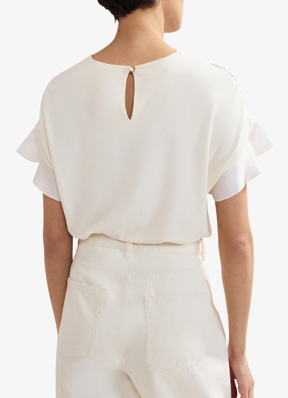 Phase Eight Leilah top met bloemenprint - achterkant gebroken wit