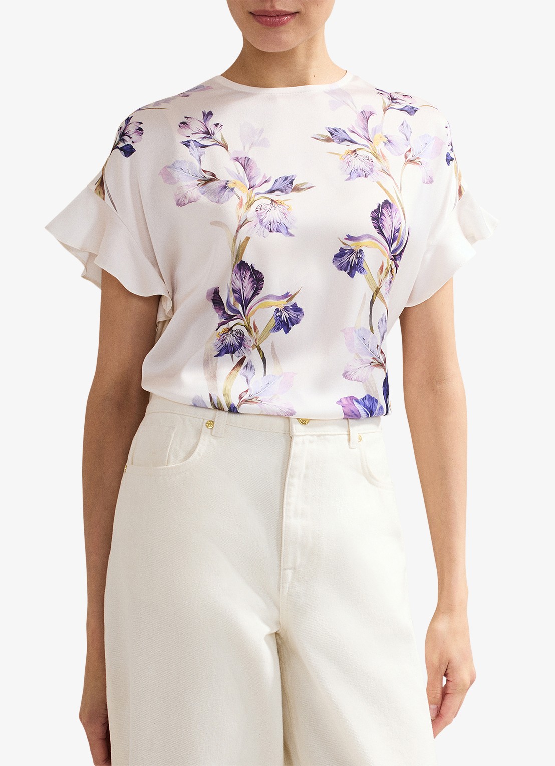 Phase Eight Leilah top met bloemenprint - detail 4 gebroken wit