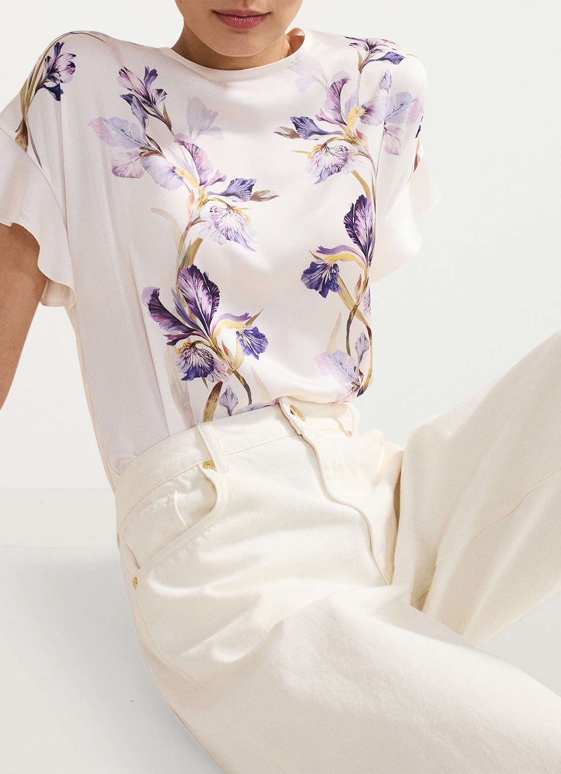Phase Eight Leilah top met bloemenprint - detail 7 gebroken wit