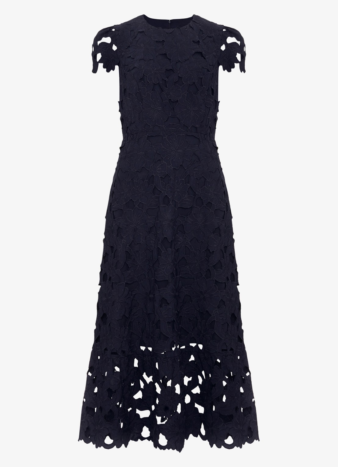 Phase Eight Leilani midi jurk van kant - voorkant 6 donkerblauw