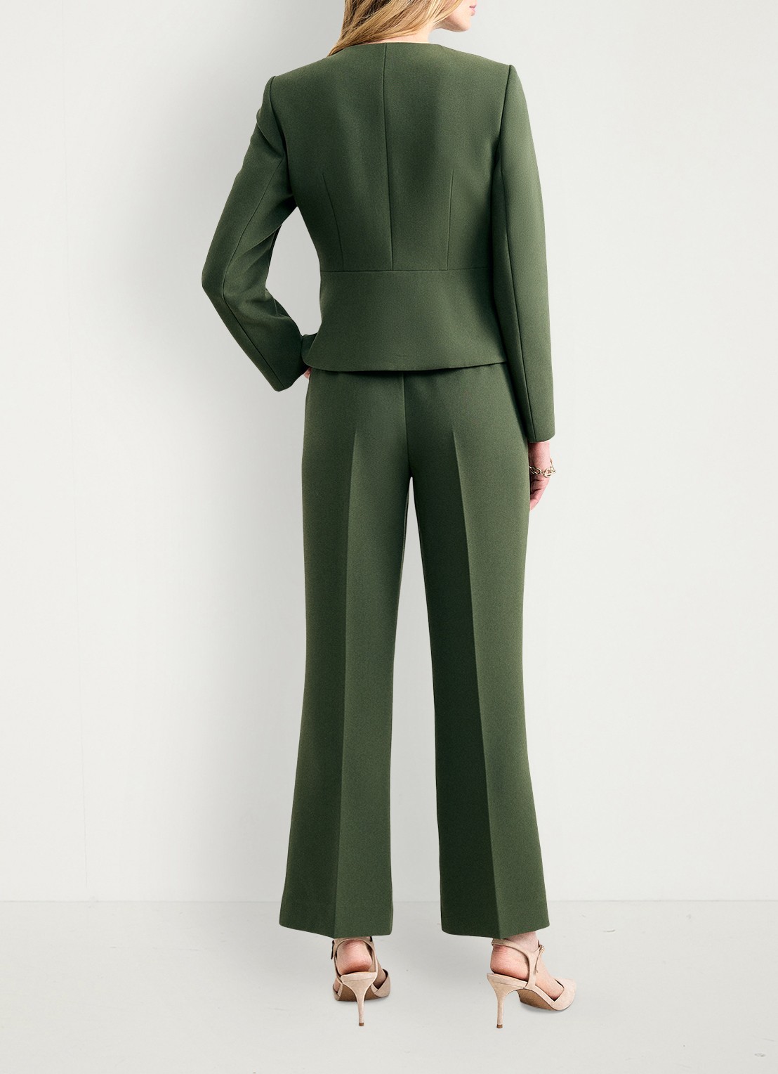 Phase Eight Leonie high waist straight leg pantalom - achterkant 3 donkergroen