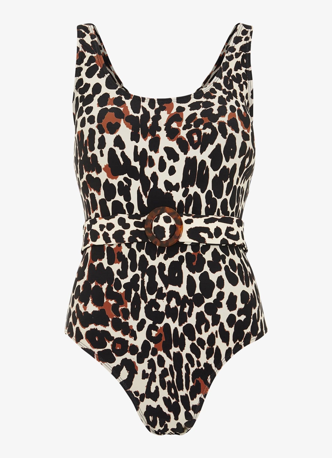 Phase Eight Leopard badpak met panterprint - voorkant 6 donkerbruin