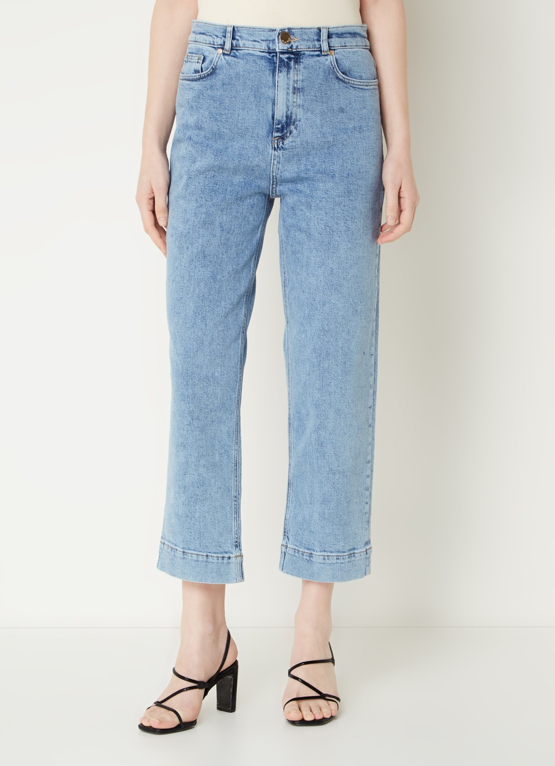 Phase Eight Lexi high waist cropped straight leg jeans met medium wassing - detail 4 indigo