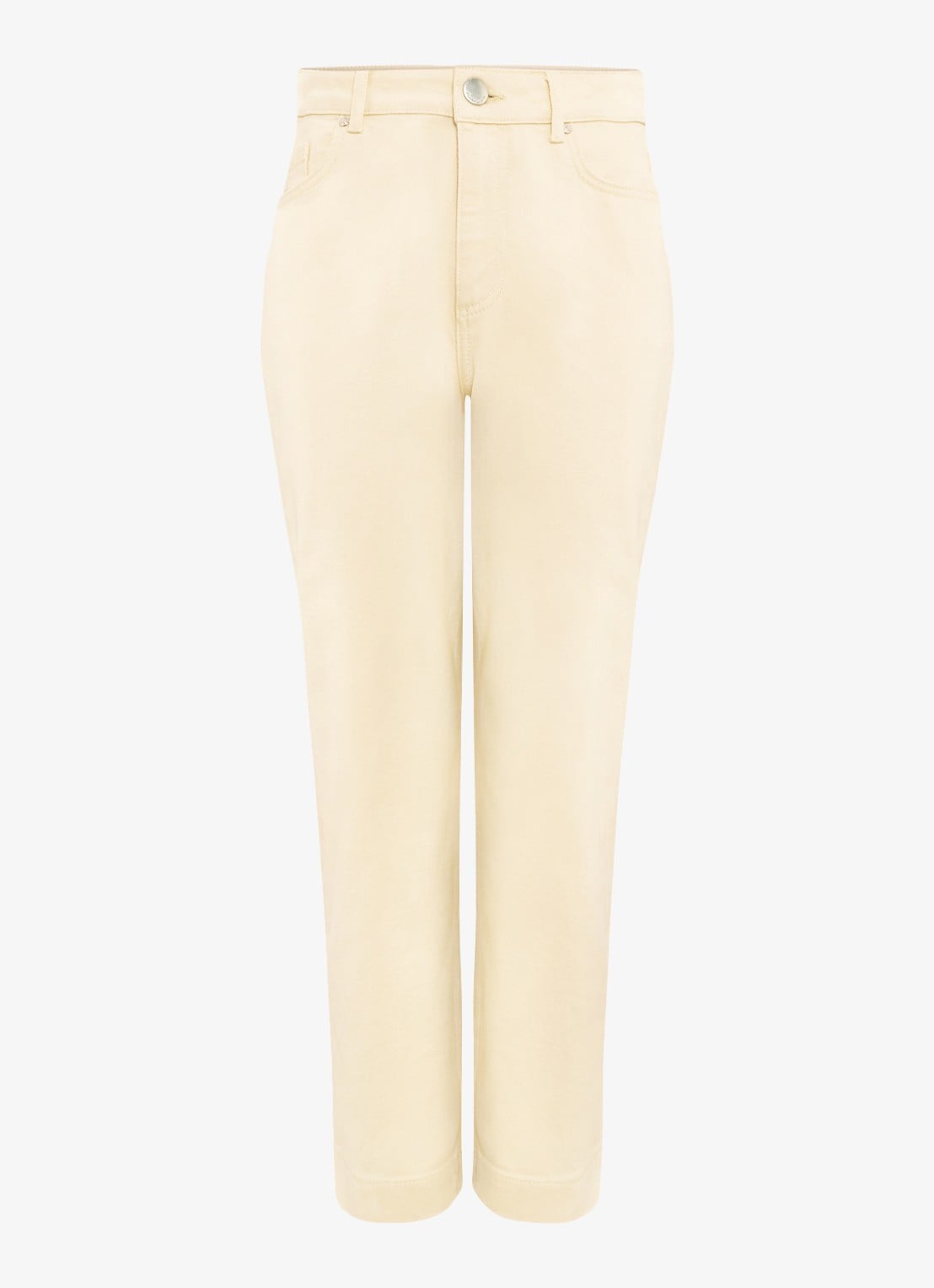 Phase Eight Lexi high waist cropped tapered fit jeans met steekzakken - voorkant vanillegeel