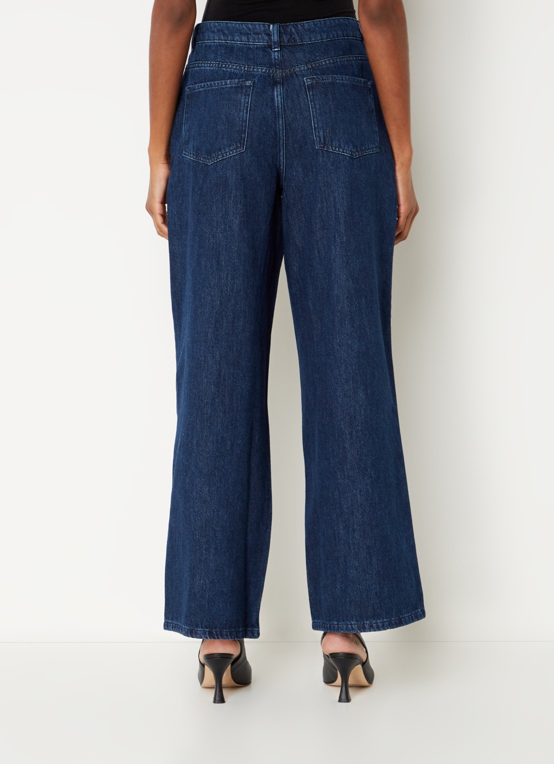 Phase Eight Liana high waist wide leg jeans met donkere wassing - achterkant 3 indigo