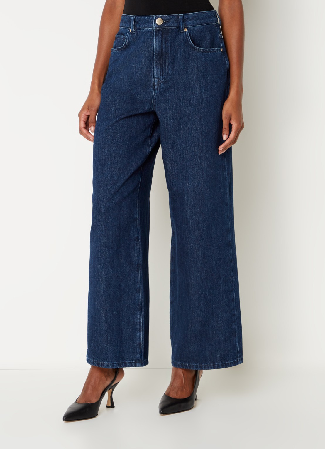 Phase Eight Liana high waist wide leg jeans met donkere wassing - detail 4 indigo