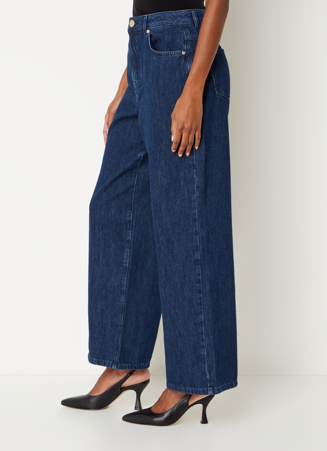 Phase Eight Liana high waist wide leg jeans met donkere wassing - detail 5 indigo