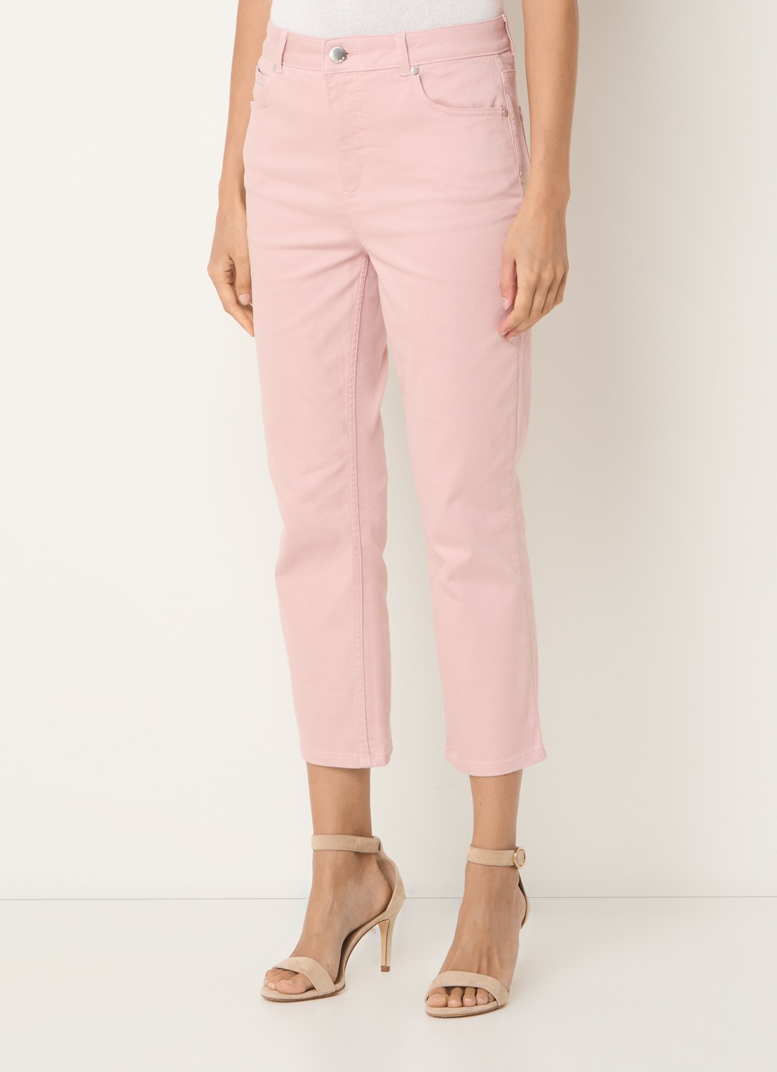 Phase Eight Lindsey high waist cropped tapered jeans met gekleurde wassing - detail 2 oudroze
