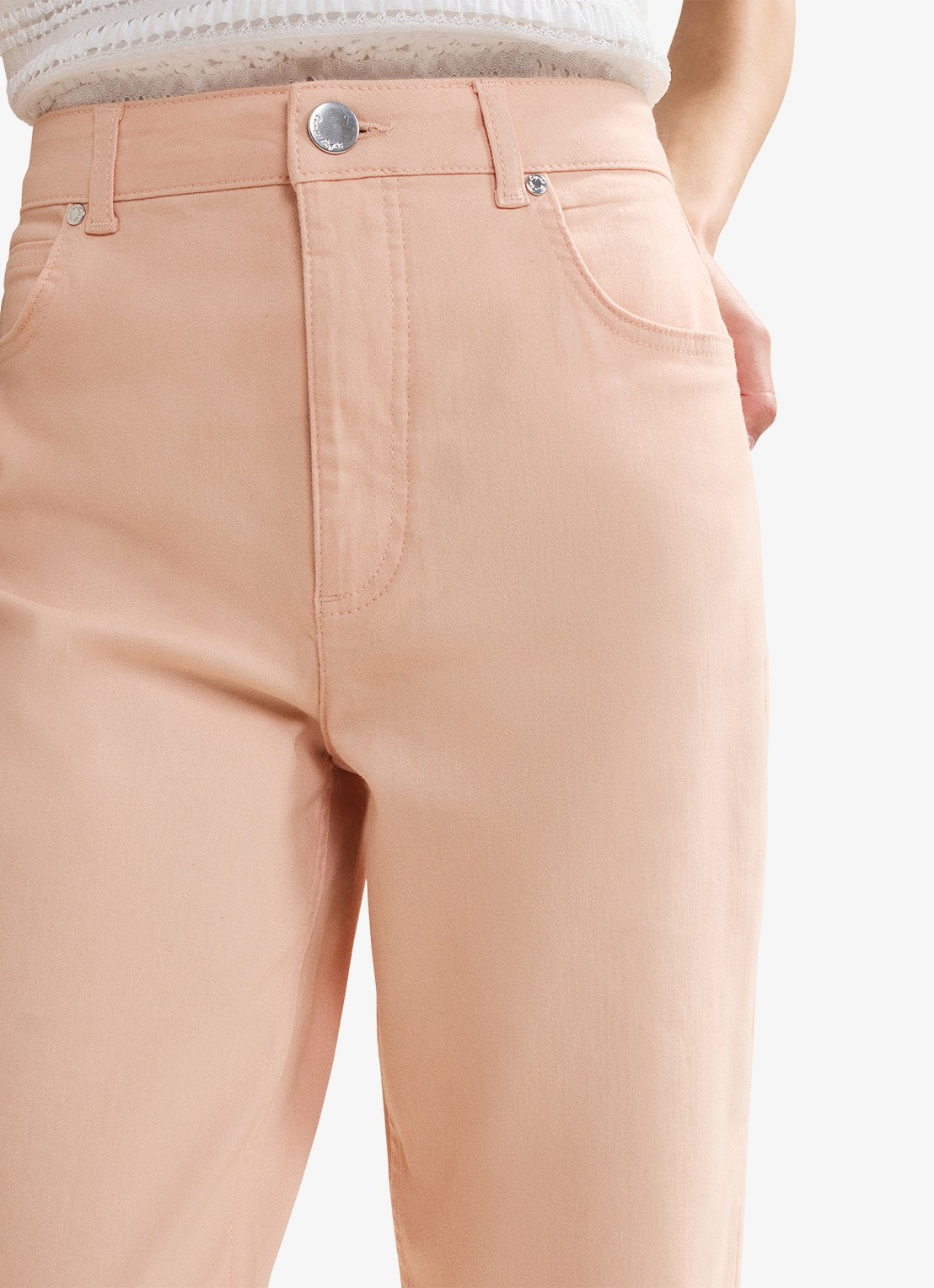 Phase Eight Lindsey mid waist cropped slim fit jeans met gekleurde wassing - detail 3 zalmroze