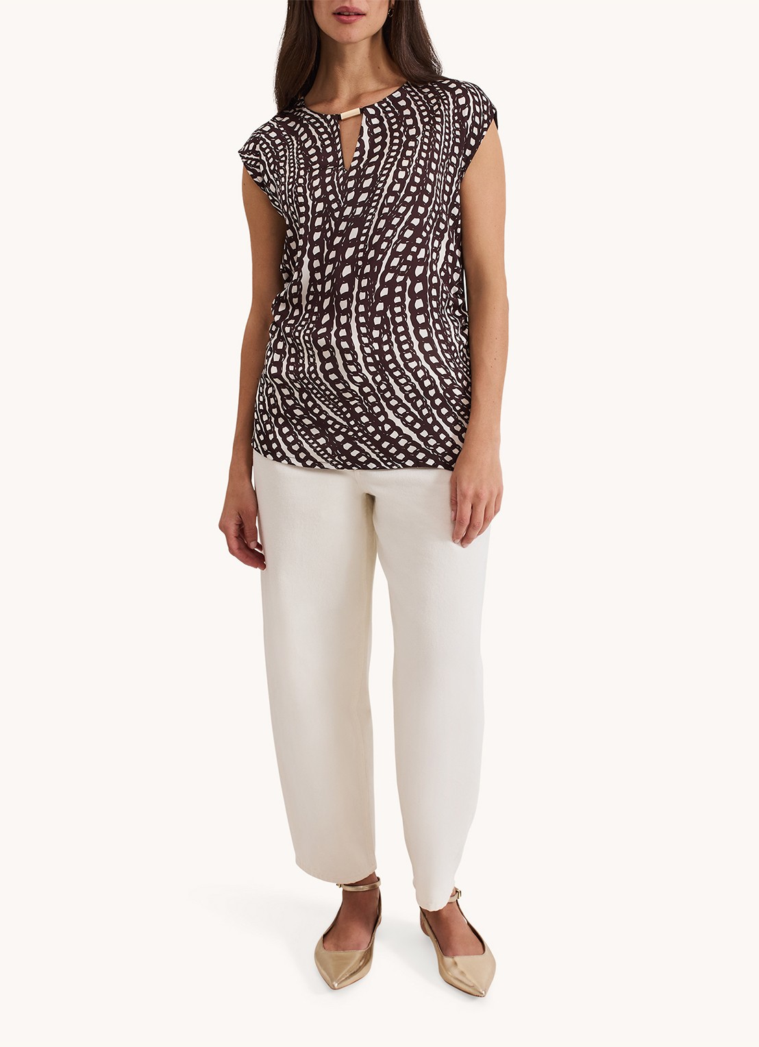 Phase Eight Livie top met print - voorkant 7 bruin