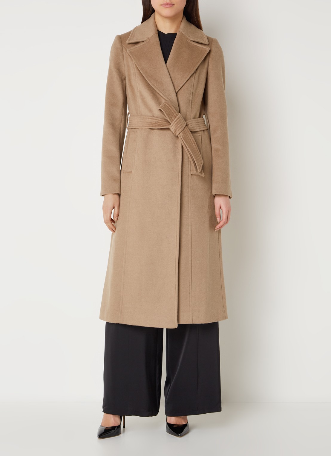 Phase Eight Livvy trenchcoat in wolblend - detail camel