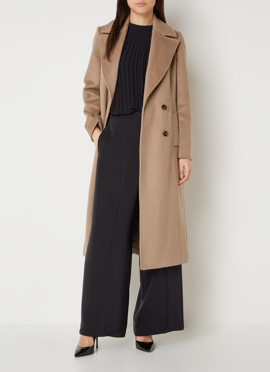 Phase Eight Livvy trenchcoat in wolblend - voorkant 5 camel