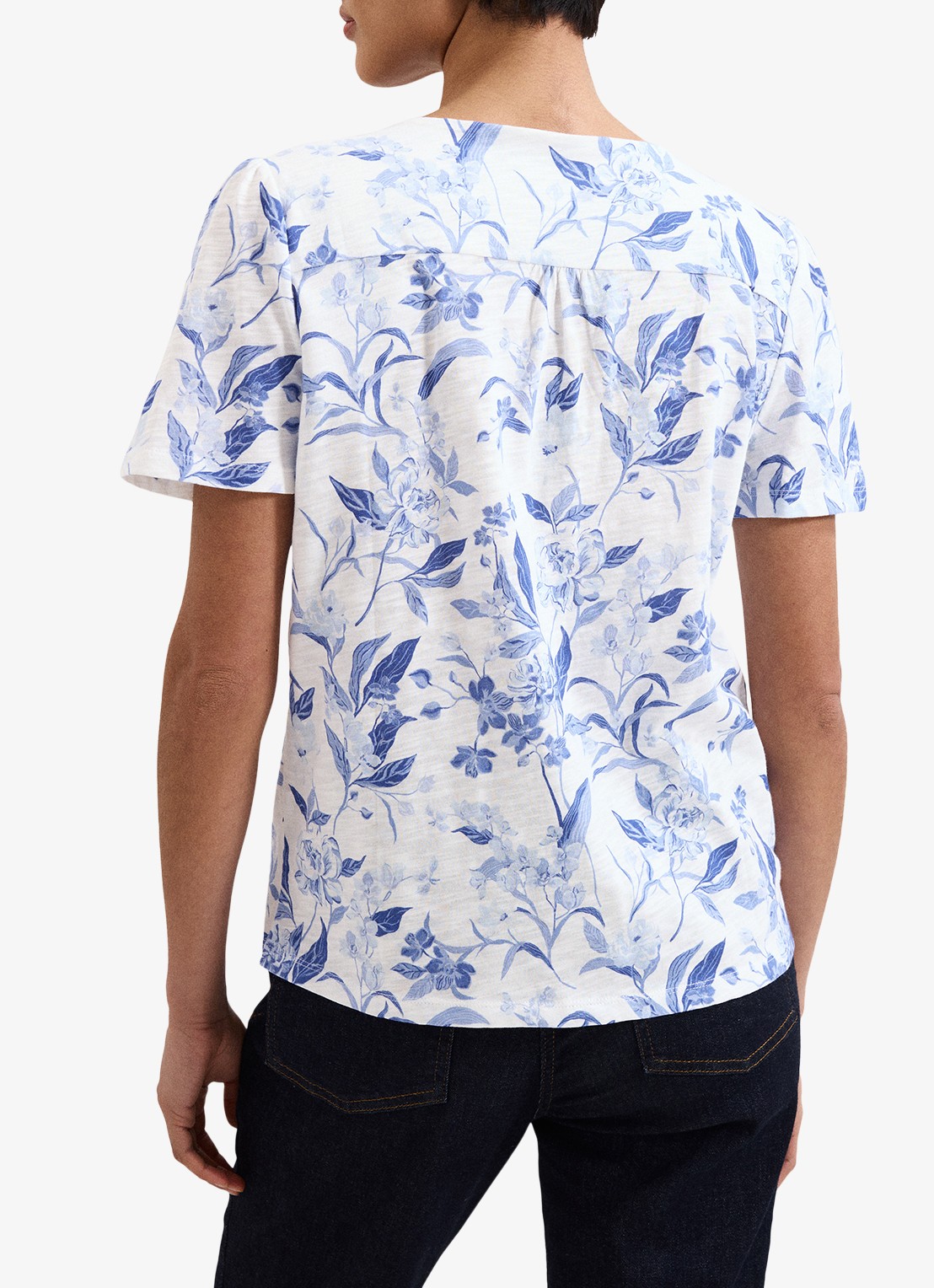 Phase Eight Lorenna blouse met bloemenprint - achterkant 3 blauw