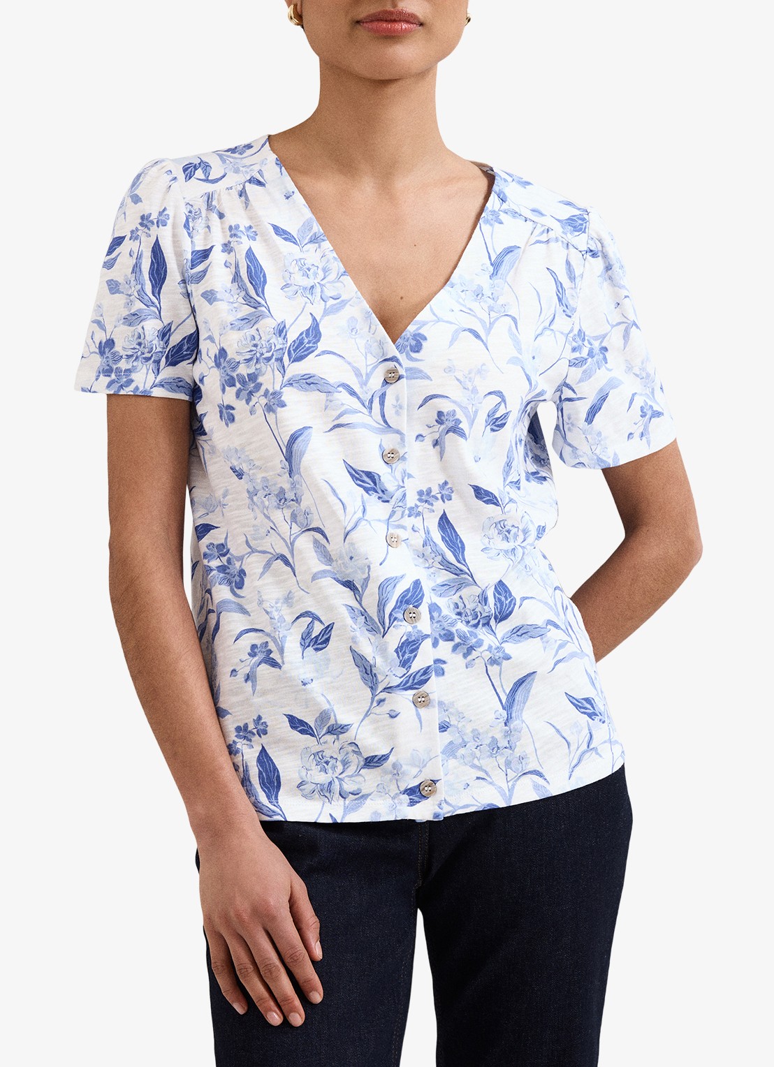 Phase Eight Lorenna blouse met bloemenprint - detail 4 blauw