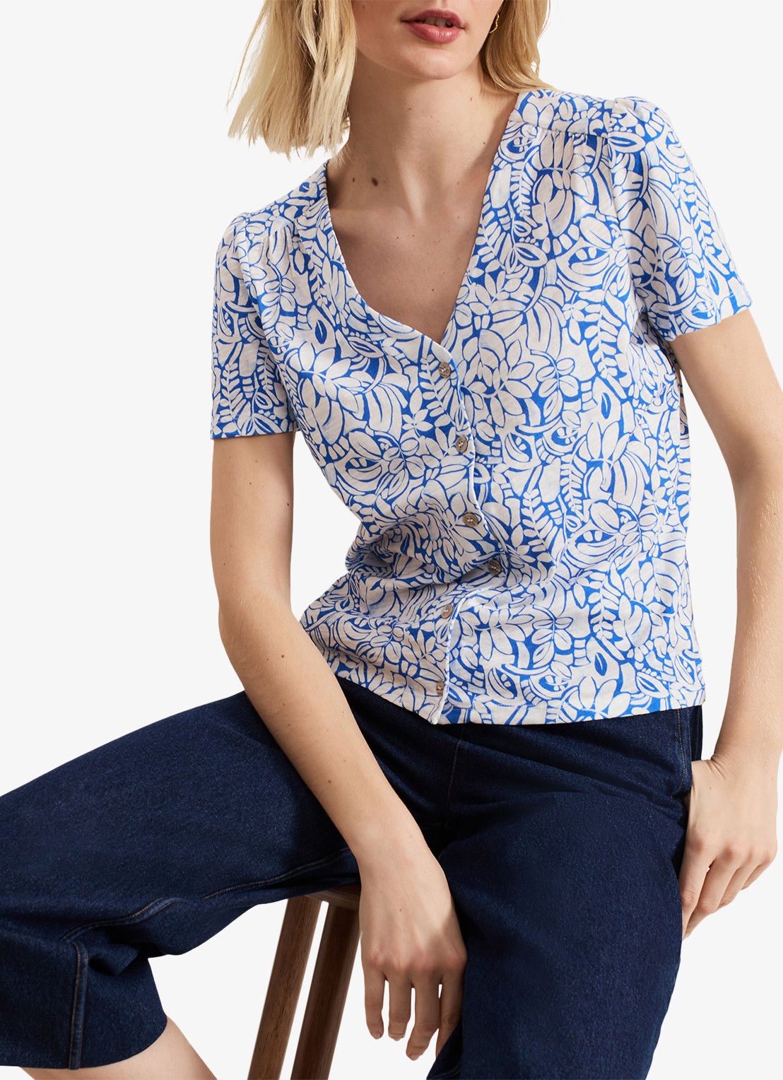 Phase Eight Lorenna top met bloemenprint - detail 5 blauw