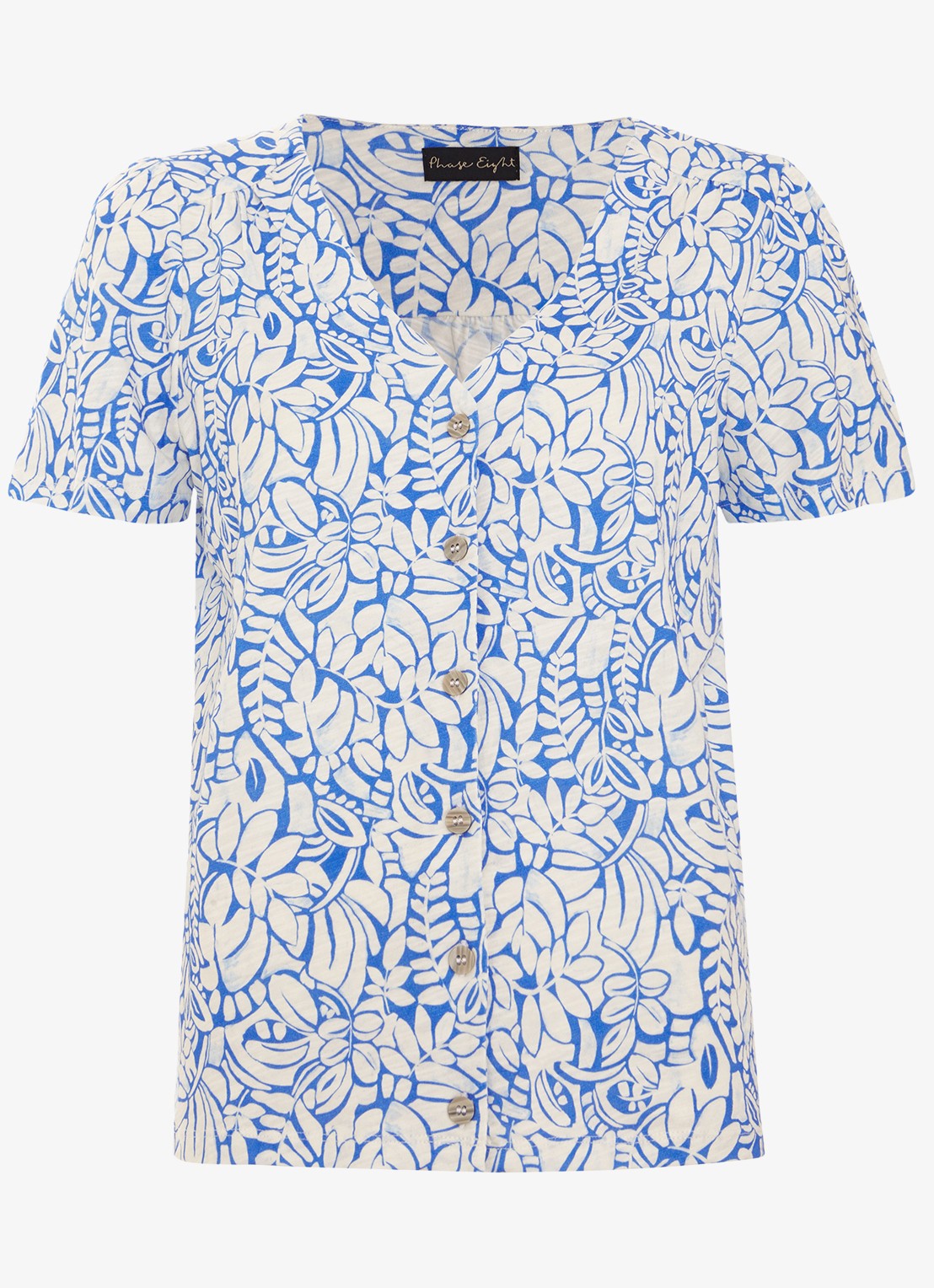 Phase Eight Lorenna top met bloemenprint - voorkant 7 blauw