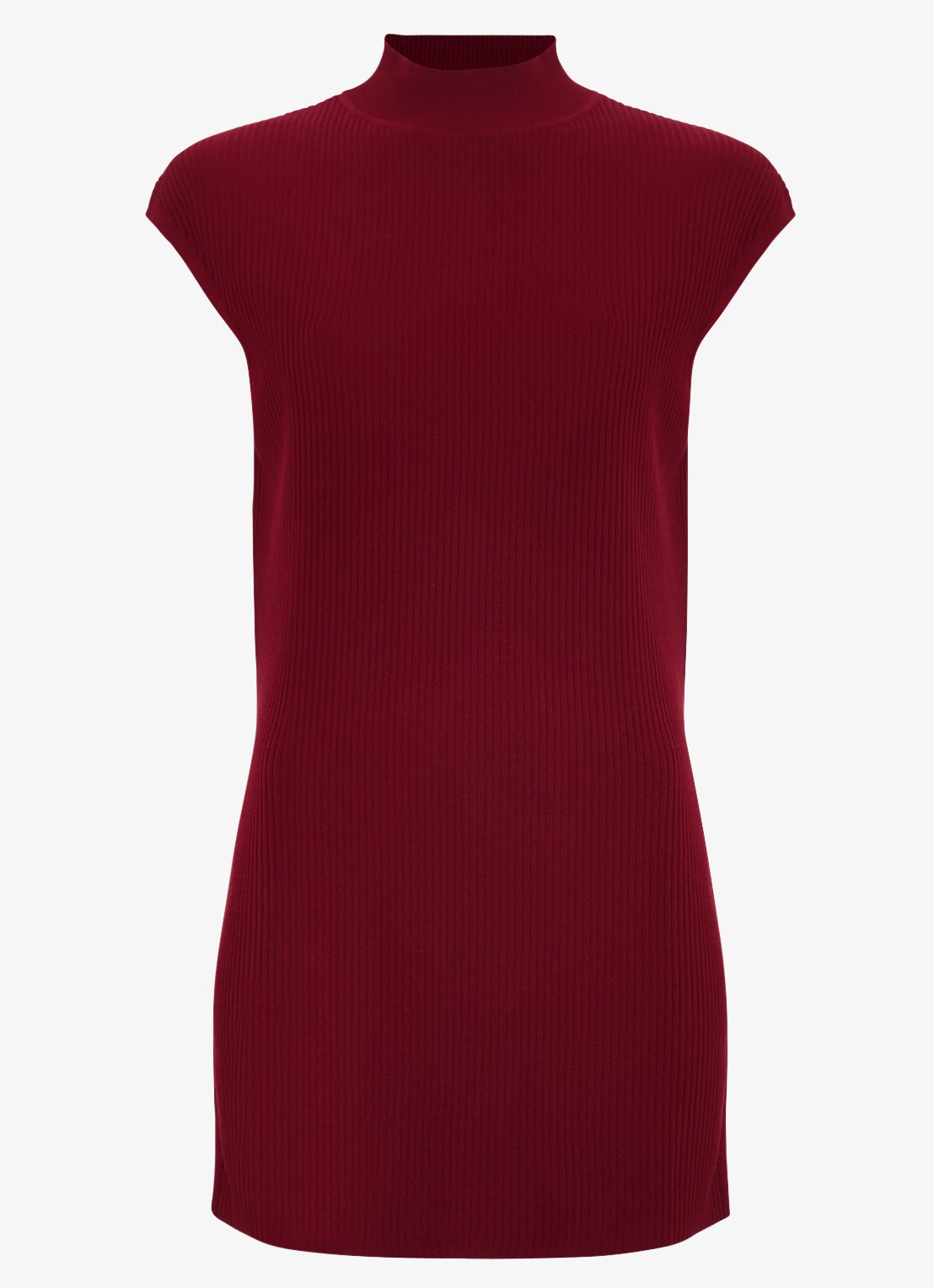 Phase Eight Lori ribgebreide top met splitten - voorkant 2 bordeauxrood