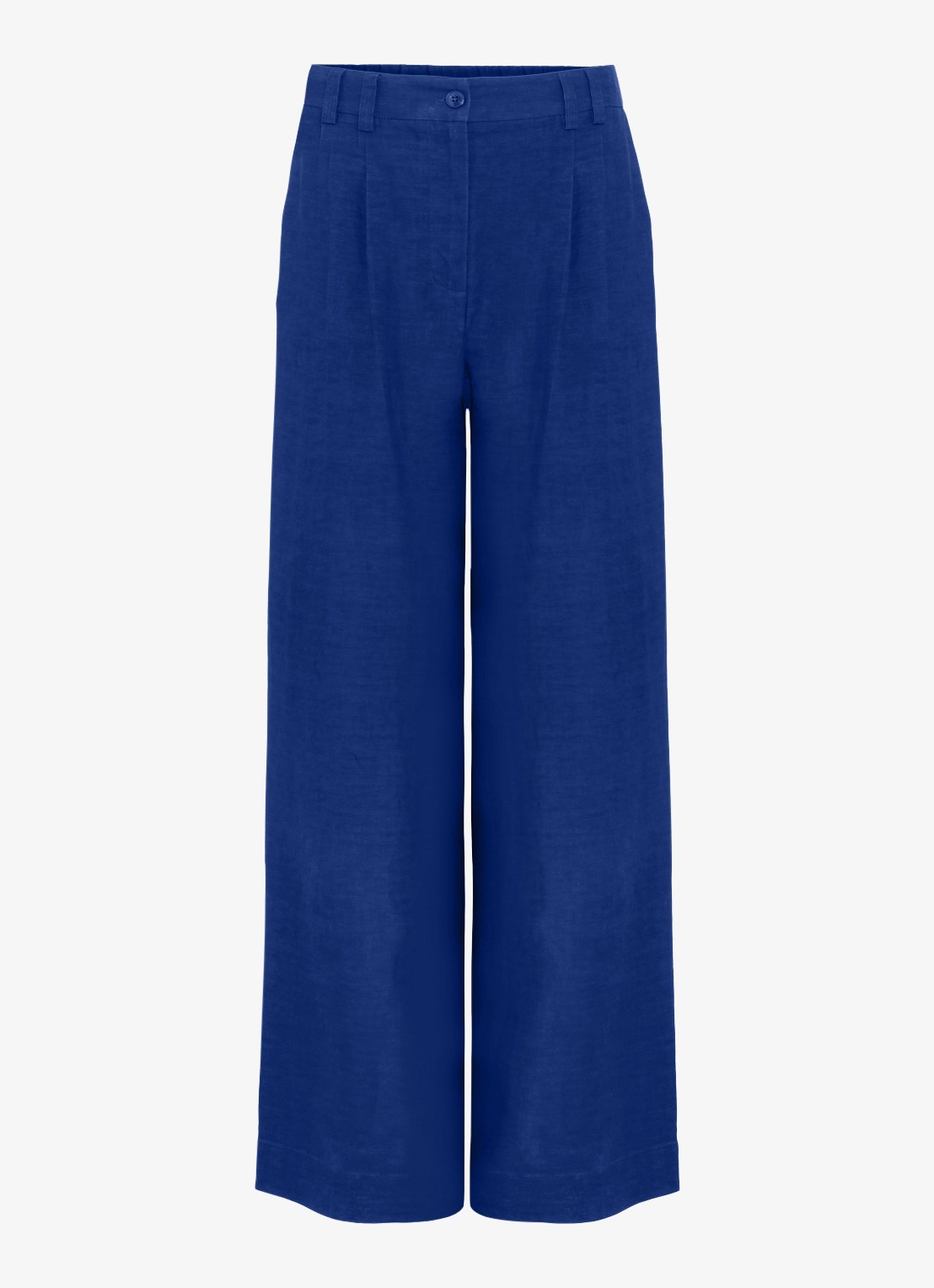 Phase Eight Lottie high waist wide leg pantalon in linnenblend - voorkant 7 kobaltblauw