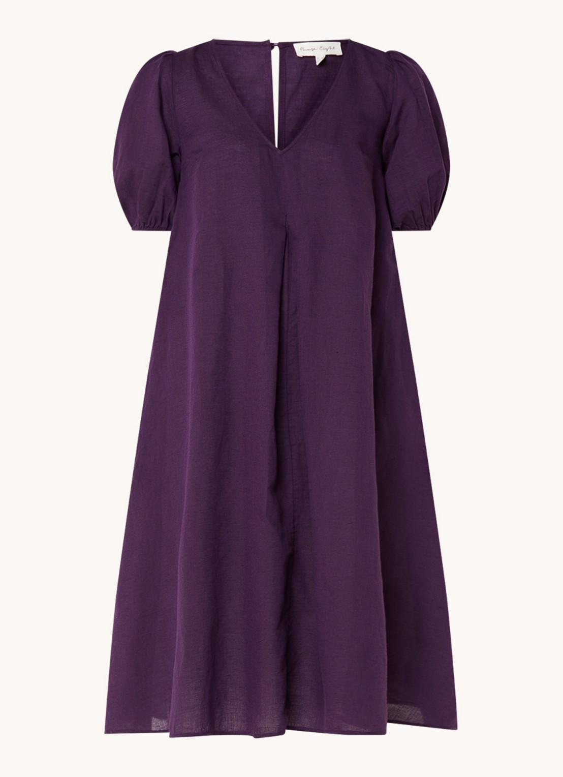 Phase Eight Lotty midi jurk in linnenblend met steekzakken - voorkant 3 aubergine